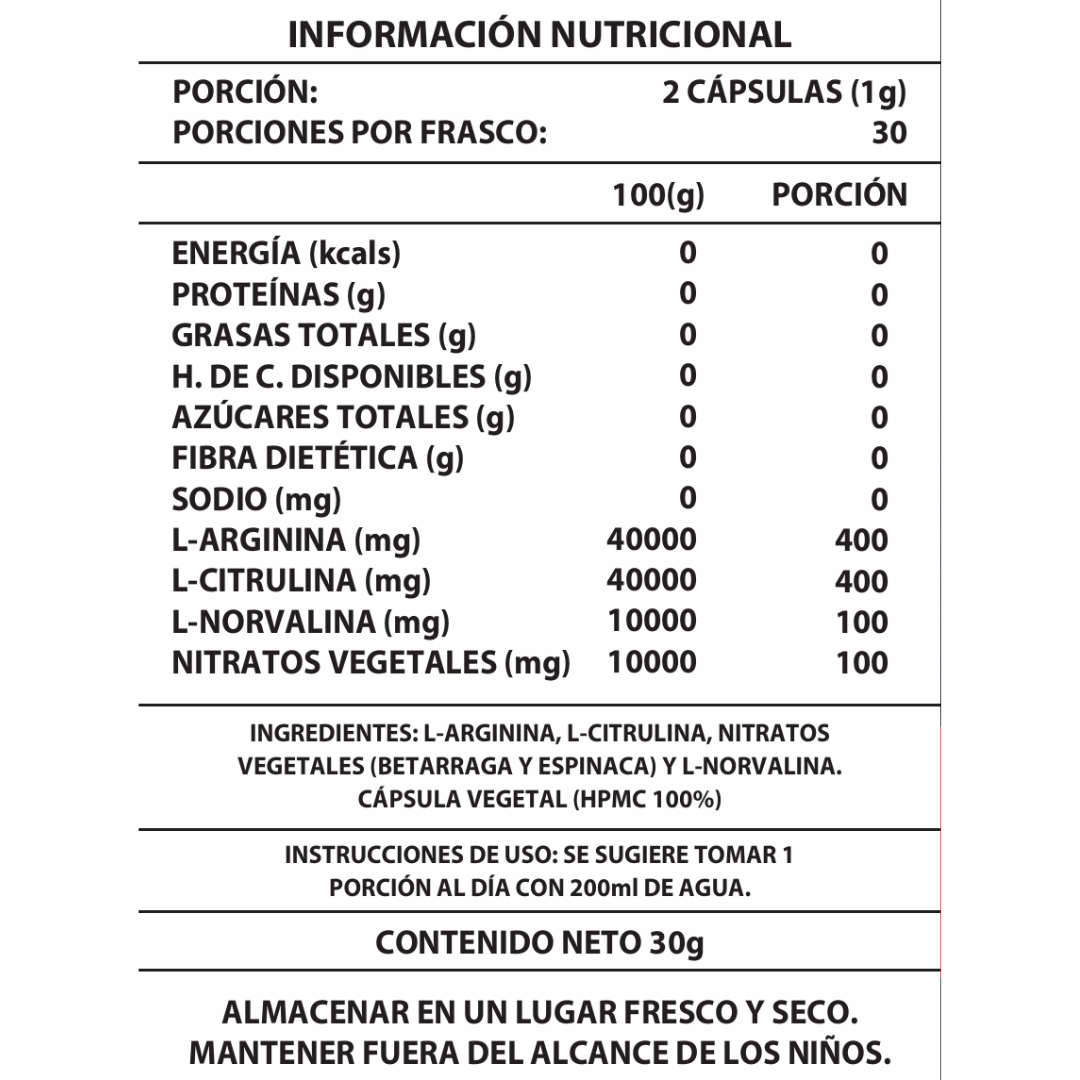ÓXIDO NÍTRICO 1000mg | 60 CAPSULAS